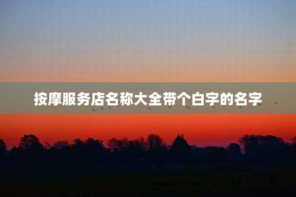 按摩服务店名称大全带个白字的名字