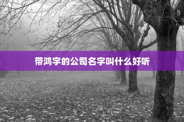 带鸿字的公司名字叫什么好听