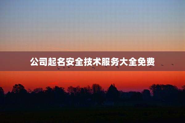 公司起名安全技术服务大全免费