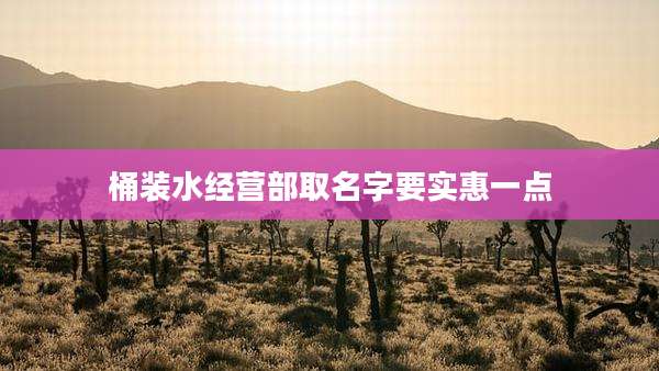 桶装水经营部取名字要实惠一点