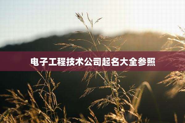 电子工程技术公司起名大全参照