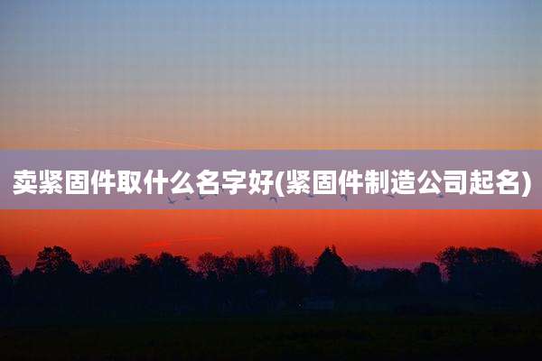 卖紧固件取什么名字好(紧固件制造公司起名)