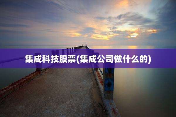 集成科技股票(集成公司做什么的)