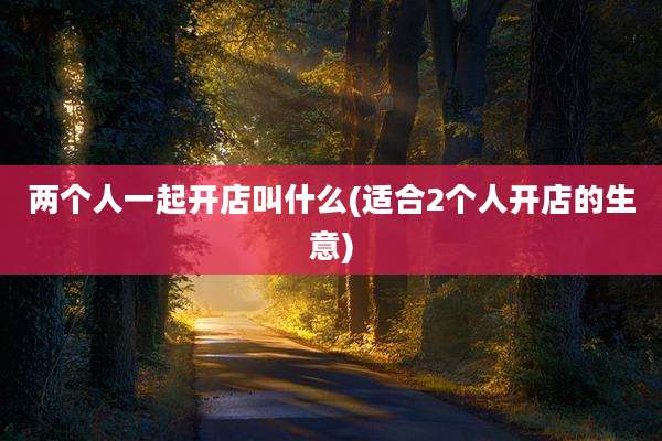两个人一起开店叫什么(适合2个人开店的生意)