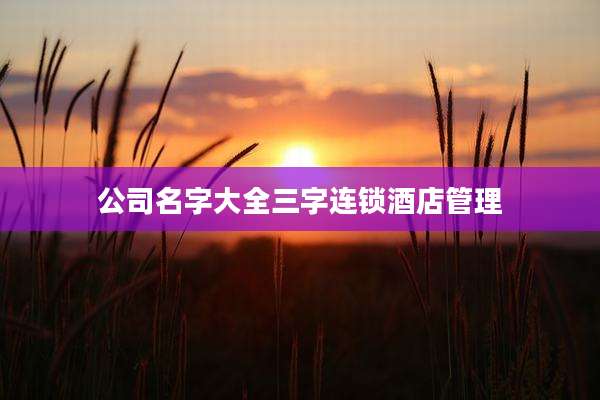 公司名字大全三字连锁酒店管理