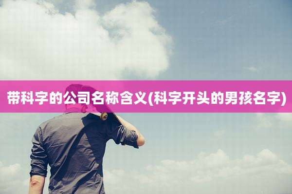 带科字的公司名称含义(科字开头的男孩名字)