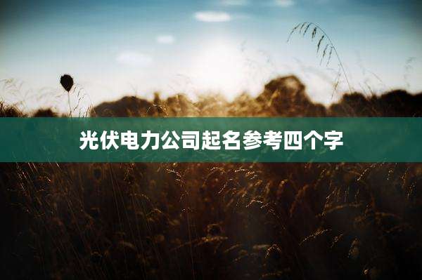光伏电力公司起名参考四个字