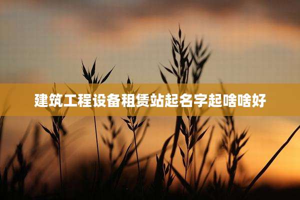建筑工程设备租赁站起名字起啥啥好