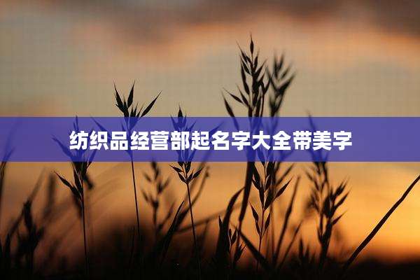纺织品经营部起名字大全带美字