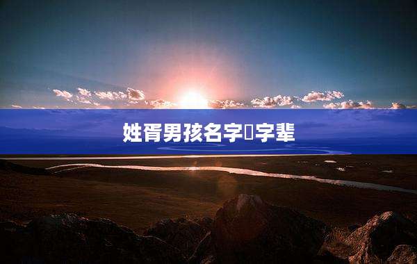 姓胥男孩名字祎字辈