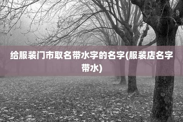 给服装门市取名带水字的名字(服装店名字带水)