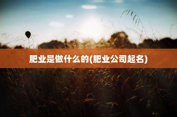 肥业是做什么的(肥业公司起名)