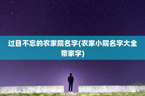 过目不忘的农家院名字(农家小院名字大全带家字)