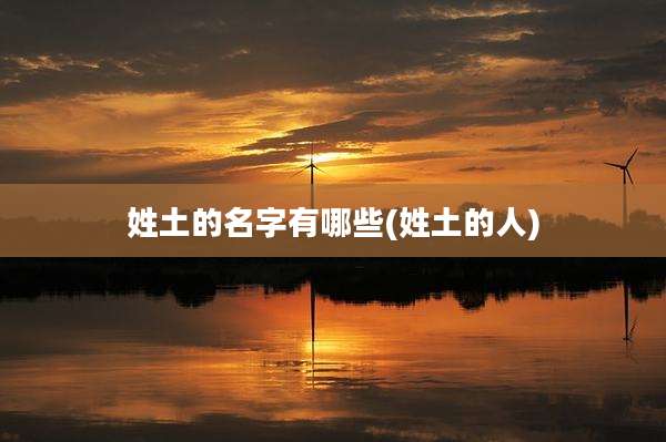 姓土的名字有哪些(姓土的人)