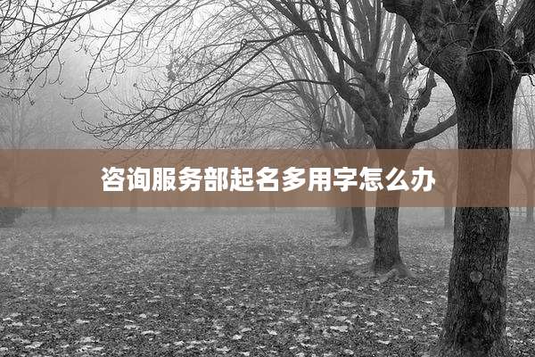 咨询服务部起名多用字怎么办