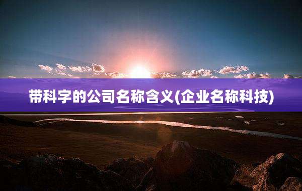 带科字的公司名称含义(企业名称科技)