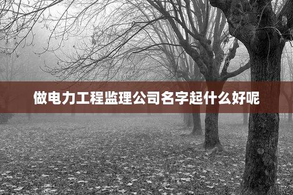 做电力工程监理公司名字起什么好呢