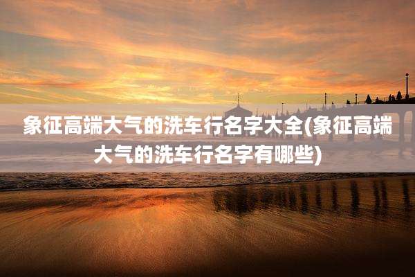 象征高端大气的洗车行名字大全(象征高端大气的洗车行名字有哪些)