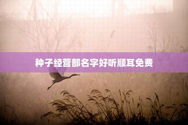 种子经营部名字好听顺耳免费