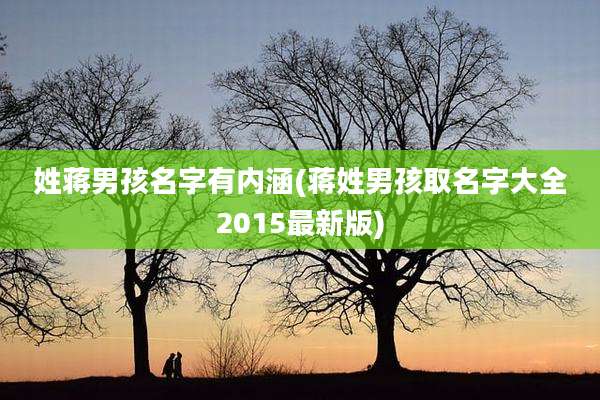 姓蒋男孩名字有内涵(蒋姓男孩取名字大全2015最新版)