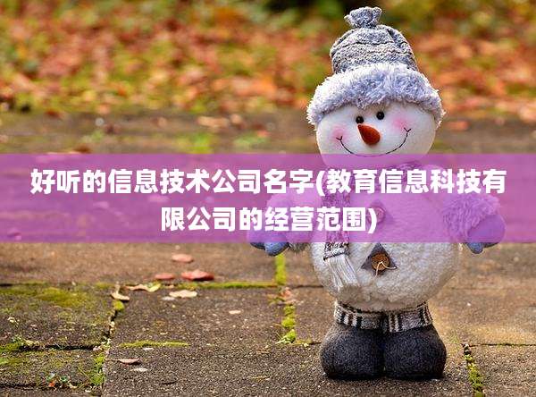 好听的信息技术公司名字(教育信息科技有限公司的经营范围)