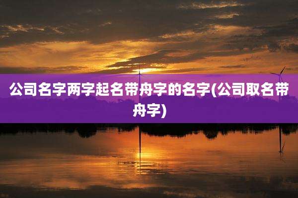 公司名字两字起名带舟字的名字(公司取名带舟字)