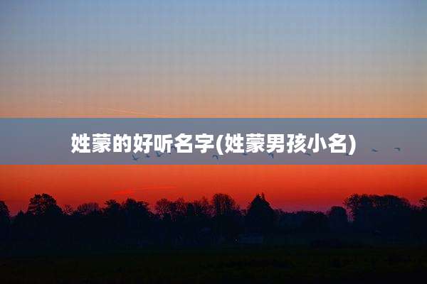 姓蒙的好听名字(姓蒙男孩小名)