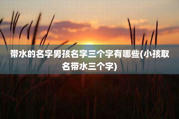 带水的名字男孩名字三个字有哪些(小孩取名带水三个字)