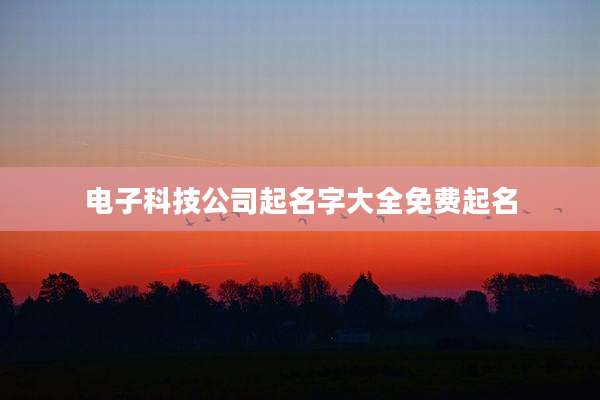 电子科技公司起名字大全免费起名
