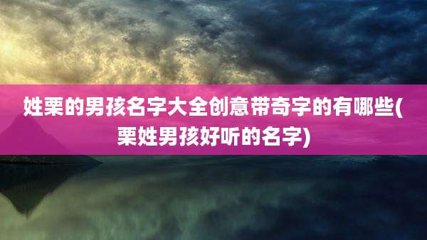 姓栗的男孩名字大全创意带奇字的有哪些(栗姓男孩好听的名字)