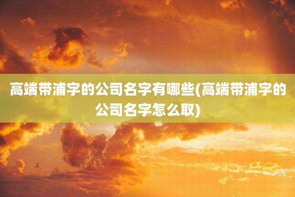 高端带浦字的公司名字有哪些(高端带浦字的公司名字怎么取)