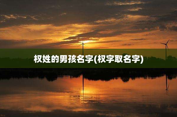 权姓的男孩名字(权字取名字)