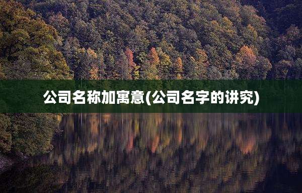 公司名称加寓意(公司名字的讲究)