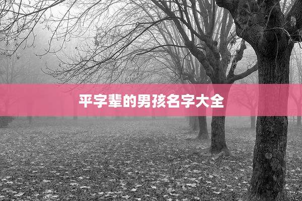 平字辈的男孩名字大全