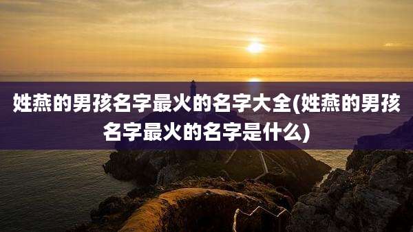 姓燕的男孩名字最火的名字大全(姓燕的男孩名字最火的名字是什么)