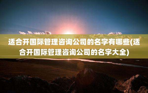 适合开国际管理咨询公司的名字有哪些(适合开国际管理咨询公司的名字大全)