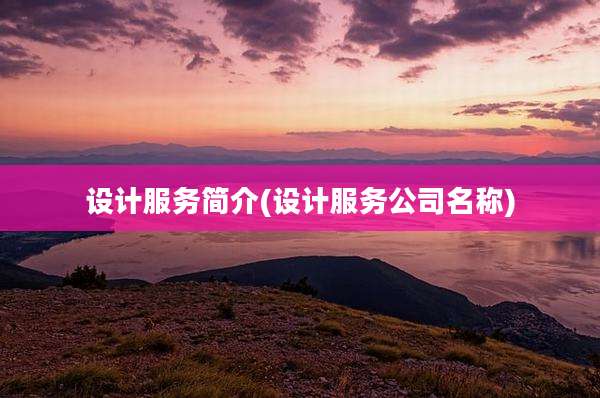设计服务简介(设计服务公司名称)