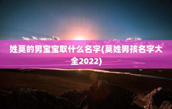 姓莫的男宝宝取什么名字(莫姓男孩名字大全2022)