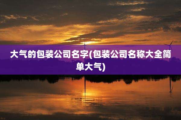 大气的包装公司名字(包装公司名称大全简单大气)