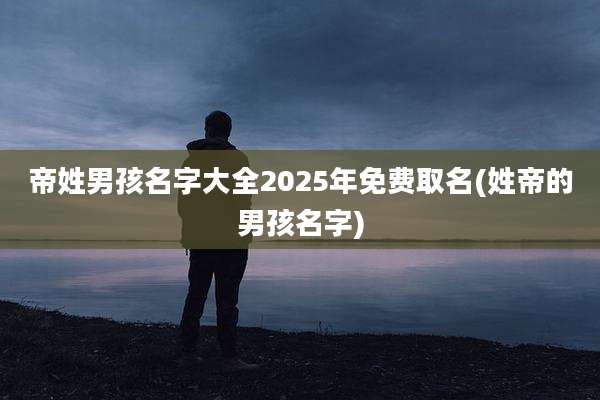 帝姓男孩名字大全2025年免费取名(姓帝的男孩名字)