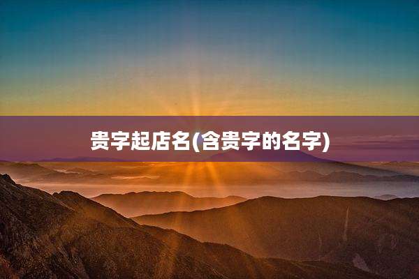 贵字起店名(含贵字的名字)
