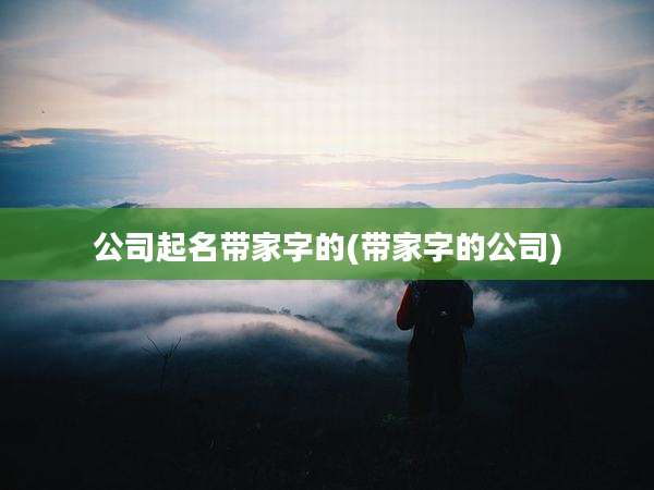 公司起名带家字的(带家字的公司)