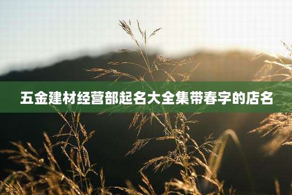 五金建材经营部起名大全集带春字的店名