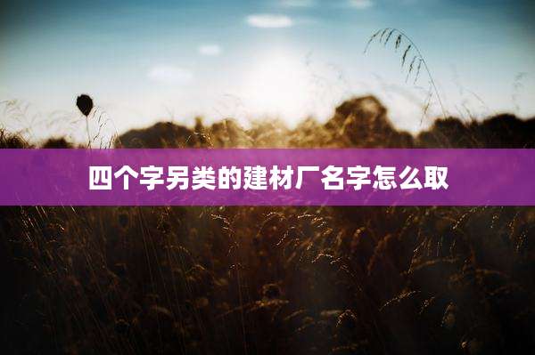 四个字另类的建材厂名字怎么取
