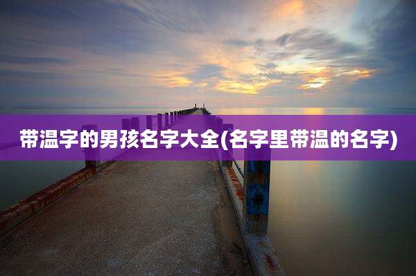 带温字的男孩名字大全(名字里带温的名字)