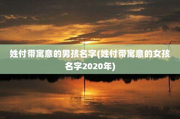 姓付带寓意的男孩名字(姓付带寓意的女孩名字2020年)