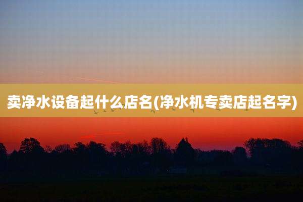 卖净水设备起什么店名(净水机专卖店起名字)