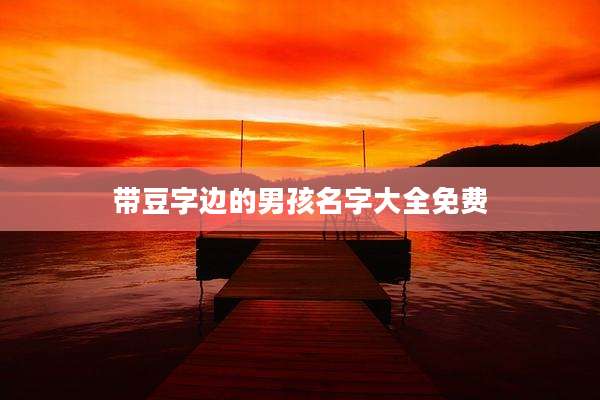 带豆字边的男孩名字大全免费