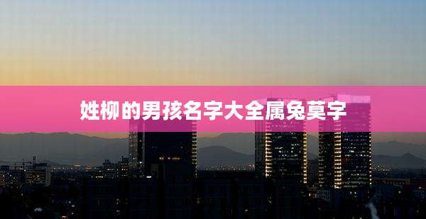 姓柳的男孩名字大全属兔莫字