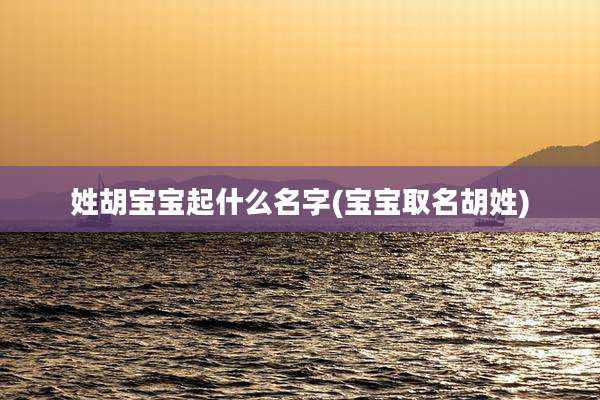 姓胡宝宝起什么名字(宝宝取名胡姓)